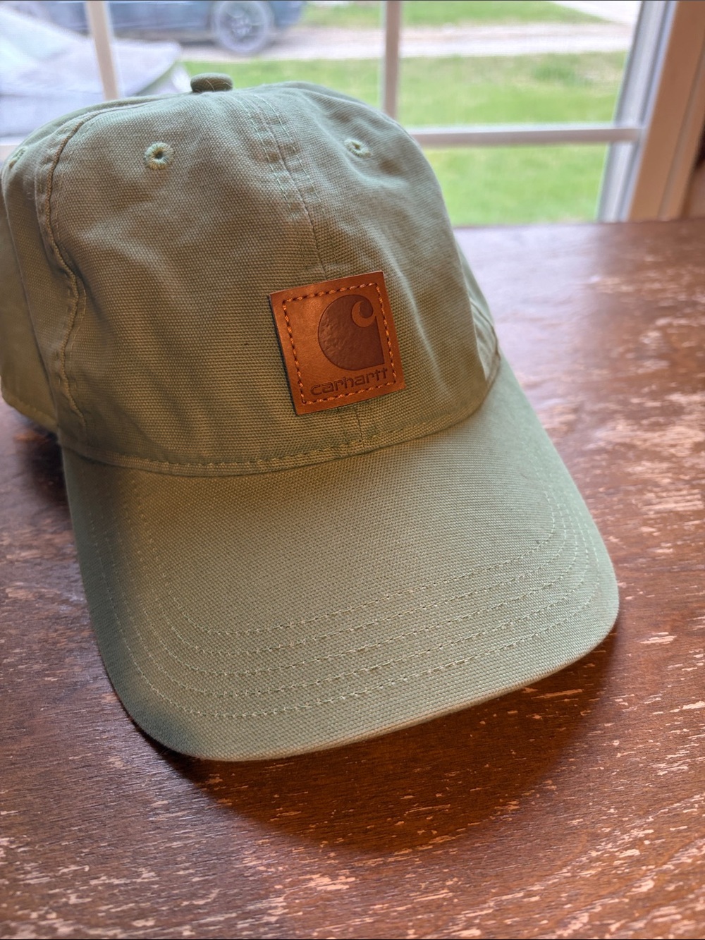 Carhartt Sage Canvas Baseball Cap with Leather Logo